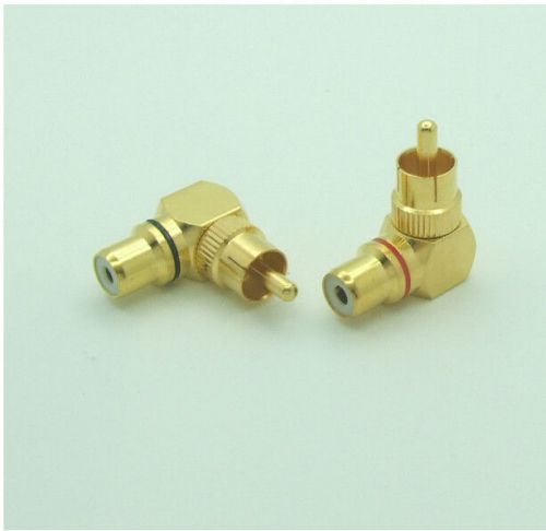 2pcs High Quality Gold Copper RCA right angle male to female connector RCA plug