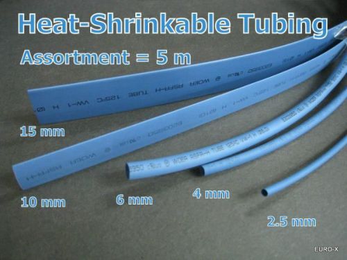 #ewa3 blue heat shrinkable tubing assorted size dia 2.5 ~15mm, =5m for sale
