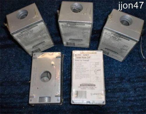Lot 5 ~ bwf b-75v single 1-gang 3  3/4&#034; holes all weather outdoor grey boxes new for sale