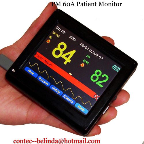 CE FDA,PM60A Patient Monitor,3.5&#034; Color Display SPO2,Pulse Rate,Software+SD Card