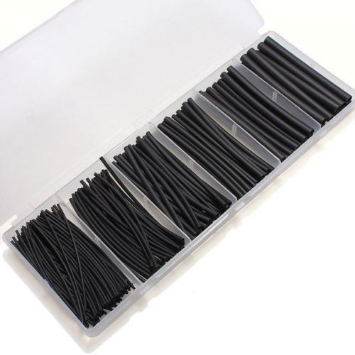 180pcs 6 sizes 2:1 heat shrink tubing tube kit black colors transparent with box for sale