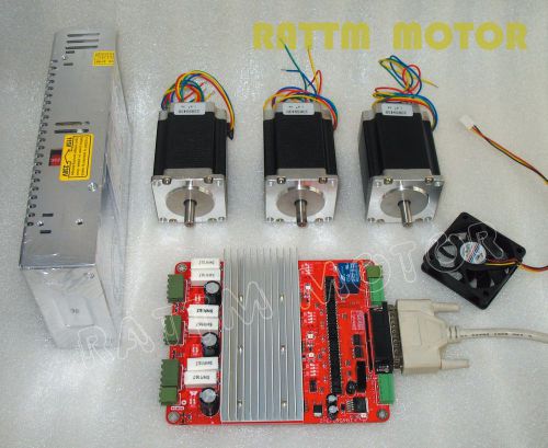 3Axis CNC controller kit Nema23 Stepper Motor 308oz-in&amp;3 Axis Board&amp;Power supply