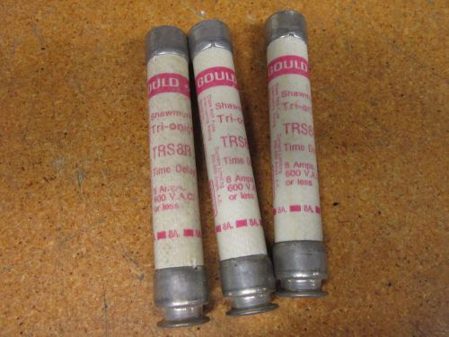 Gould Shawmut Tri-onic TRS8R Time Delay Fuse 8A 600V (Lot of 3)