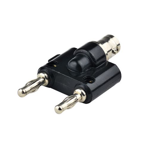 Bnc female jack to two dual banana male plug stack binding post adapter connect for sale