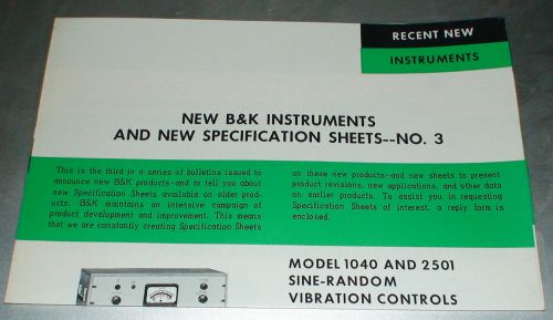 Bruel &amp; Kjaer - New B &amp; K Instruments and New Specification Sheets - No.3