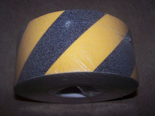 1 roll 3&#034; x 60&#039; brady black &amp; yellow non skid anti slip floor hazard safety tape for sale