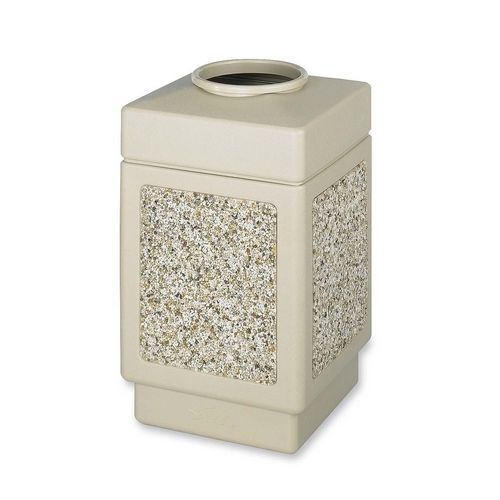 Safco 9471tn square top receptacle 38 gal 18-1/4inx18-1/4inx31-1/2in tan for sale