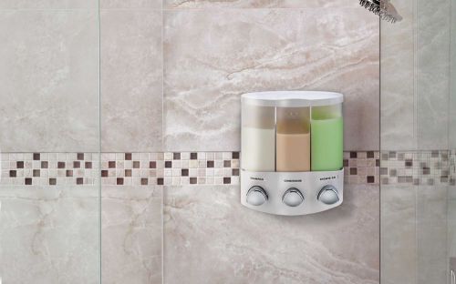 Shower Dispenser White Three Chamber Soap Bathroom Office Home Large 14oz Gift