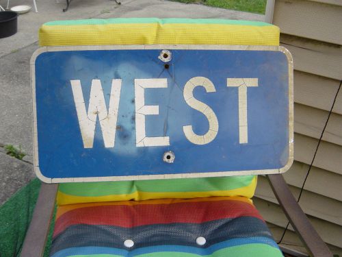 Heavy guage steel blue&amp;white west traffic sign!! for sale