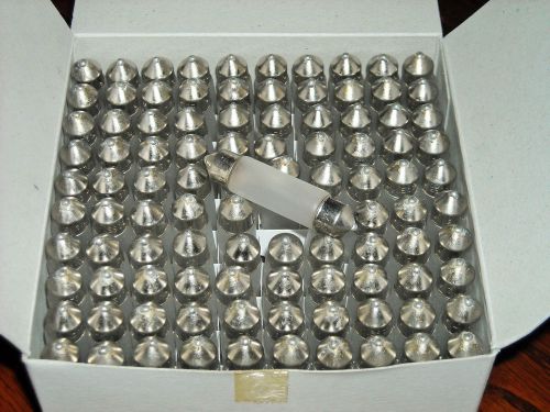 Box of 100 thhc t-3 1/4 xelogen festoon lamp frosted #ft1205xf 12v 5w ldl5xf for sale