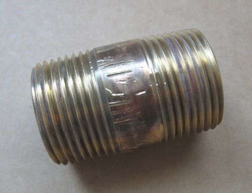 1&#034;dia. x 2&#034; long brass pipe nipple 150 psi threaded npt plumbing fitting for sale