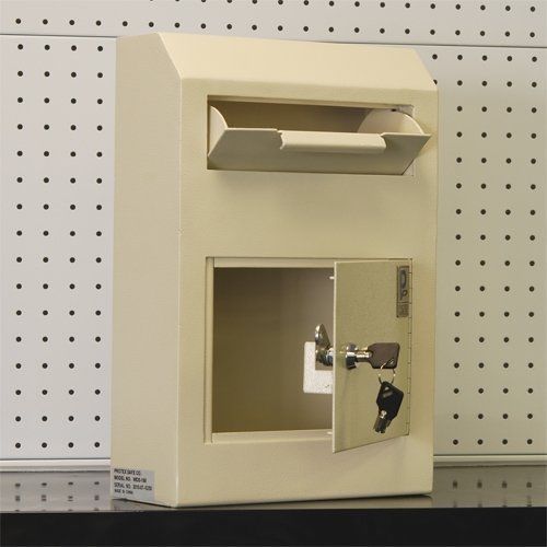 Drop Box Locking Lock &amp; Secure Cash Mail Safe Key Car Remote Wall Mount Item NEW