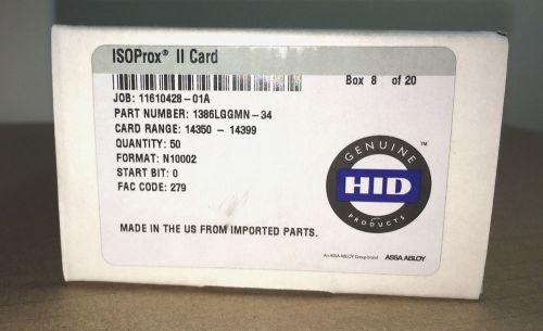 50x new genuine hid 1386lggmn-34 isoprox ii 34 bit proximity reader card n10002 for sale