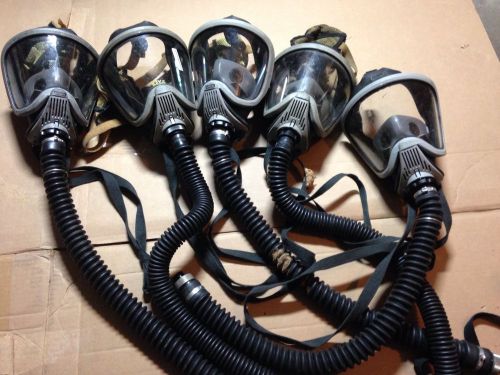 Msa face piece ultra elite - w/breathing tube - gas mask lot of 5 for sale