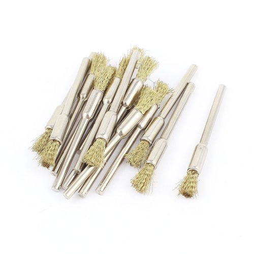 3mm Round Shank Gold Tone Wire Pen Shaped Brushes Polishing Tool 16 Pcs