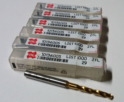 Lot of 6 new osg 10136005 screw machine drill cobalt steel tin size #29 130 deg for sale