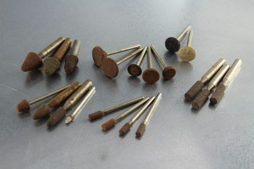 MOUNTED STONES 1/8&#034; &amp; 1/4&#034; SHANK FINE COARSE GRIT PRECISION GRINDING LOT OF 21