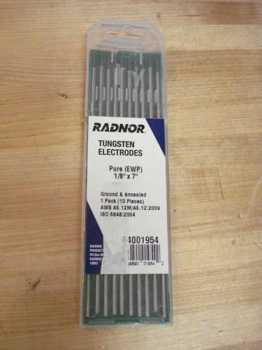 Radnor 1/8&#034; x 7&#034;  Pure (EWP)Tungsten Electrodes (QTY: 10)  #64001954  | (A2)