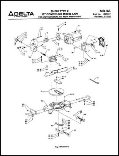 Delta 36-220 10 Inch Compound Miter Saw Parts Manual
