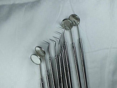 Dental mouth mirror &amp; probes examination qty 9 addler german stainless for sale