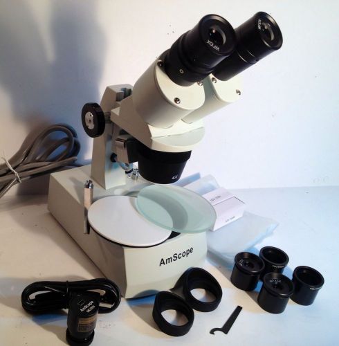 Amscope se306r-az-e2 20x-40x-80x digital binocular microscope digital camera for sale