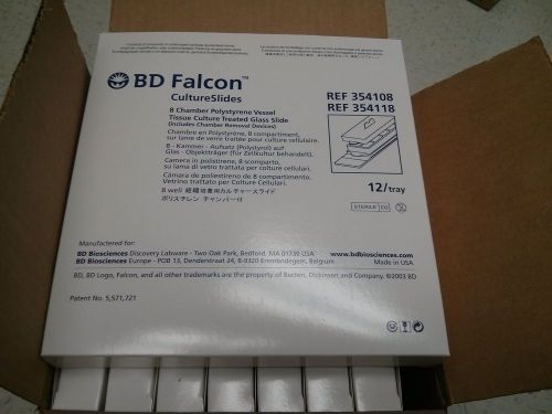 Brand new Case of 96 Falcon 8-Well Cell Culture Slides &amp; Lids 354108