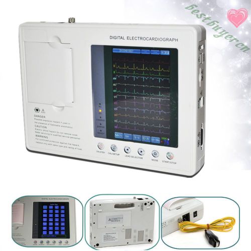 7-inch Color LCD Digital 3-channel 12-lead Electrocardiograph ECG EKG machine
