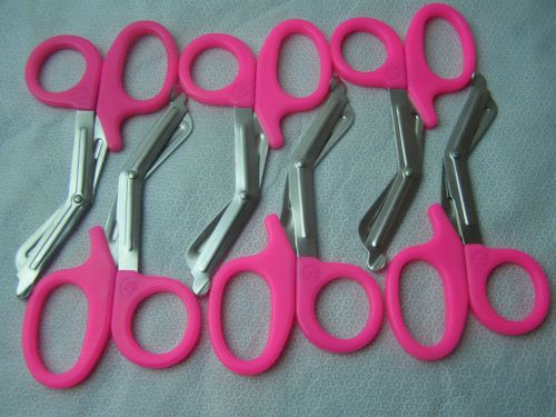 6- Utility Scissors 7.5&#034; NEON PINK EMT Medical Paramedic Nurse Scissors