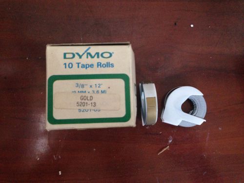 10 Pack Dymo 3/8&#034; x 12&#039; GOLD Embossing Tape Label Magazine Maker Printer 5201-13