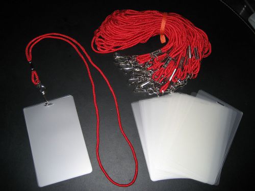 Large id badge laminating laminator pouches + neck lanyards with swivel clips for sale