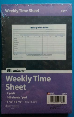 Adams Weekly Time Sheets. 2 pads