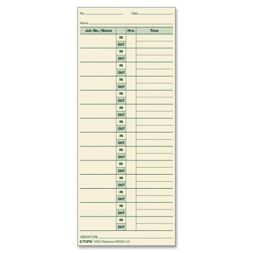 TOPS Job Cards Time Cards - 8.50&#034; x 3.50&#034; Size - Manila - 500 / Box