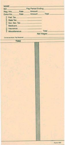 Time Card For Cincinnati Clipper Clock Box of 100