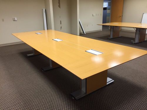 Light Maple Conference Table With Electric