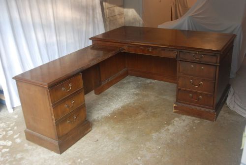 Vintage Drexel L-shaped desk, dark brown