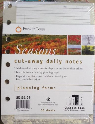 Franklin covey Cut-away Daily Notes SEASONS Design. Classic Size NEW Sealed