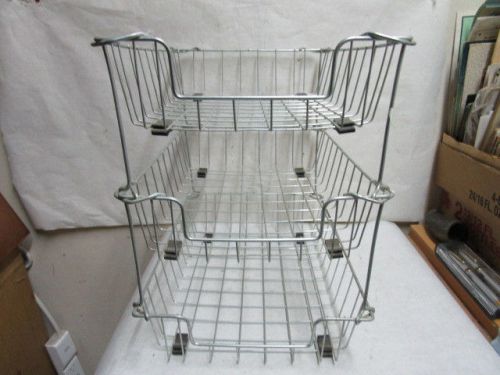3 vintage In/Out Wire Basket Trays 13.75&#034;x9.5&#034;x14&#034; comes apart - Estate Listing