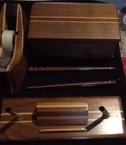 3 Piece Wooden Desk Set With Pens