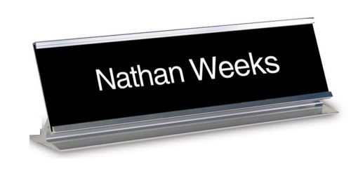 New custom name engraved black interchangeable desk name plate 2 x 8 office use for sale