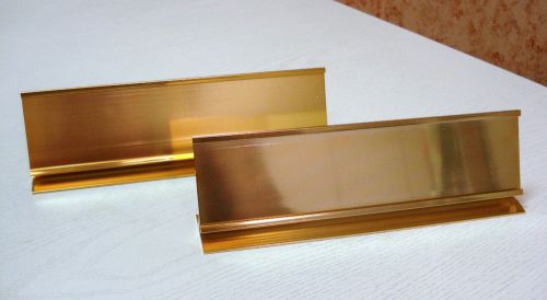 Two New Office Desk Name Plate Holders Copper Colored Metal