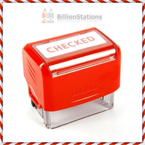 TRODAT RUBBER STAMP SELF-INKING &#034;CHECKED&#034; - RED INK