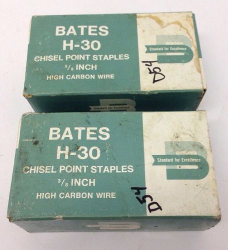 LOT of 2 Boxes BATES H-30 5000 COUNT CHISEL POINT STAPLES 3/8&#034; HIGH CARBON WIRE