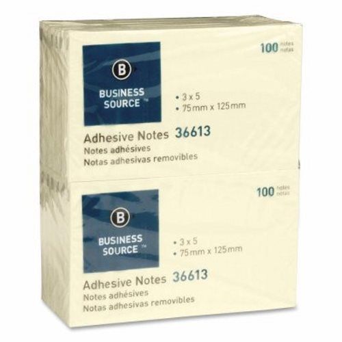 Business Source Adhesive Notes, 100 Sheets, 3&#034;x5&#034;, 12/PK, Yellow (BSN36613)