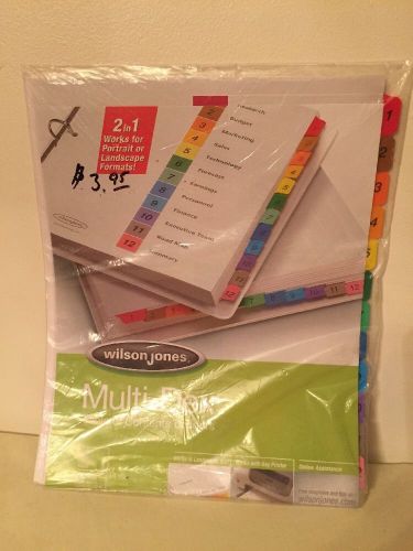 Wilson Jones Multi-Dex 12 Tab Index Dividers Letter Home Office School Book