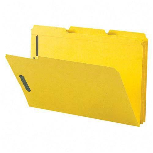 Smead 17940 Yellow Fastener File Folders w/Reinforced Tabs 1/3 Ccut Legal 50/Box