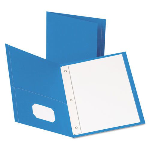 Twin-Pocket Folders with 3 Fasteners, Letter, 1/2&#034; Capacity, Light Blue, 25/Box