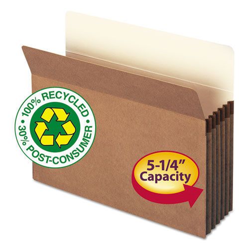 100% Recycled Pocket, 5 1/4 Inch Accordion Expansion, Letter, Redrope, 10/Box