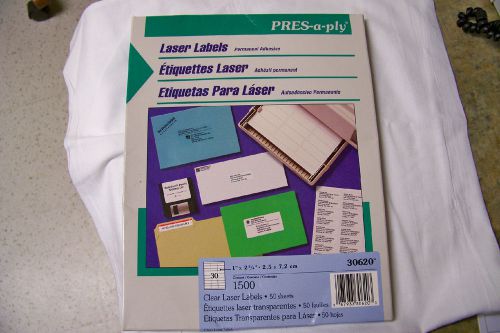 Avery 30620 Pres-A-Ply Laser Address Labels, 1&#034;x2-5/6&#034;, 1200/BX, Clear LASER LAB