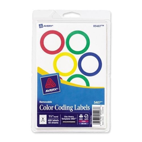LOT OF 4 Avery Color-Ringed Round Label - 1.25&#034; D - 400/Pack - Assorted
