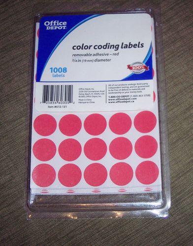 COLOR CODING  RED ROUND LABELS-=1008 LABELS= 1 PACK = OFFICE DEPOT